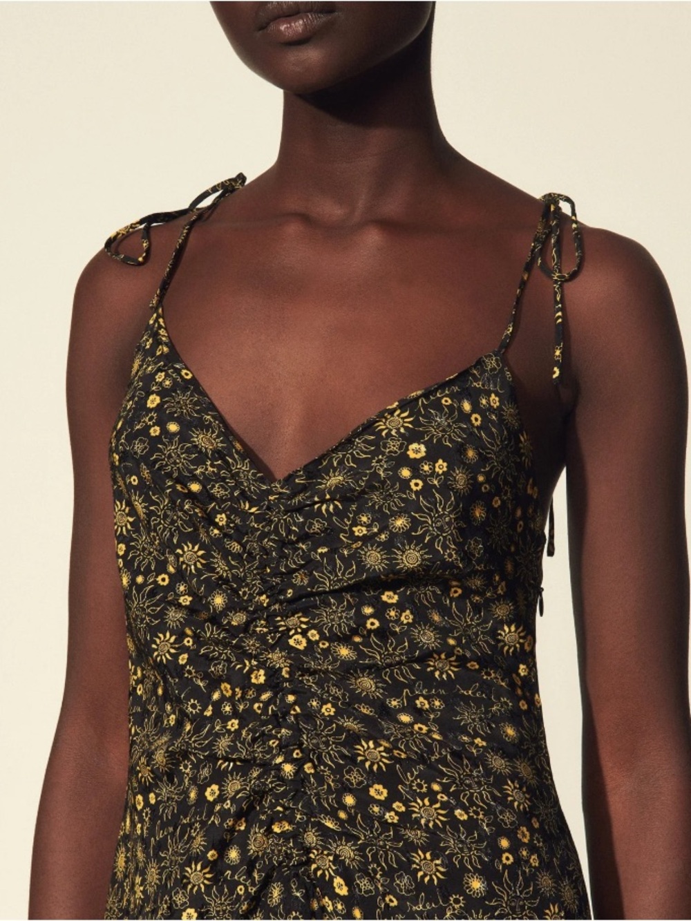 Sandro Black and Gold Floral Halter Maxi Dress - Women